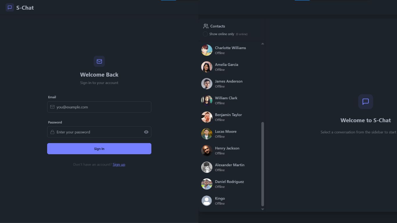 Screenshot of Real-time Chat Application project
